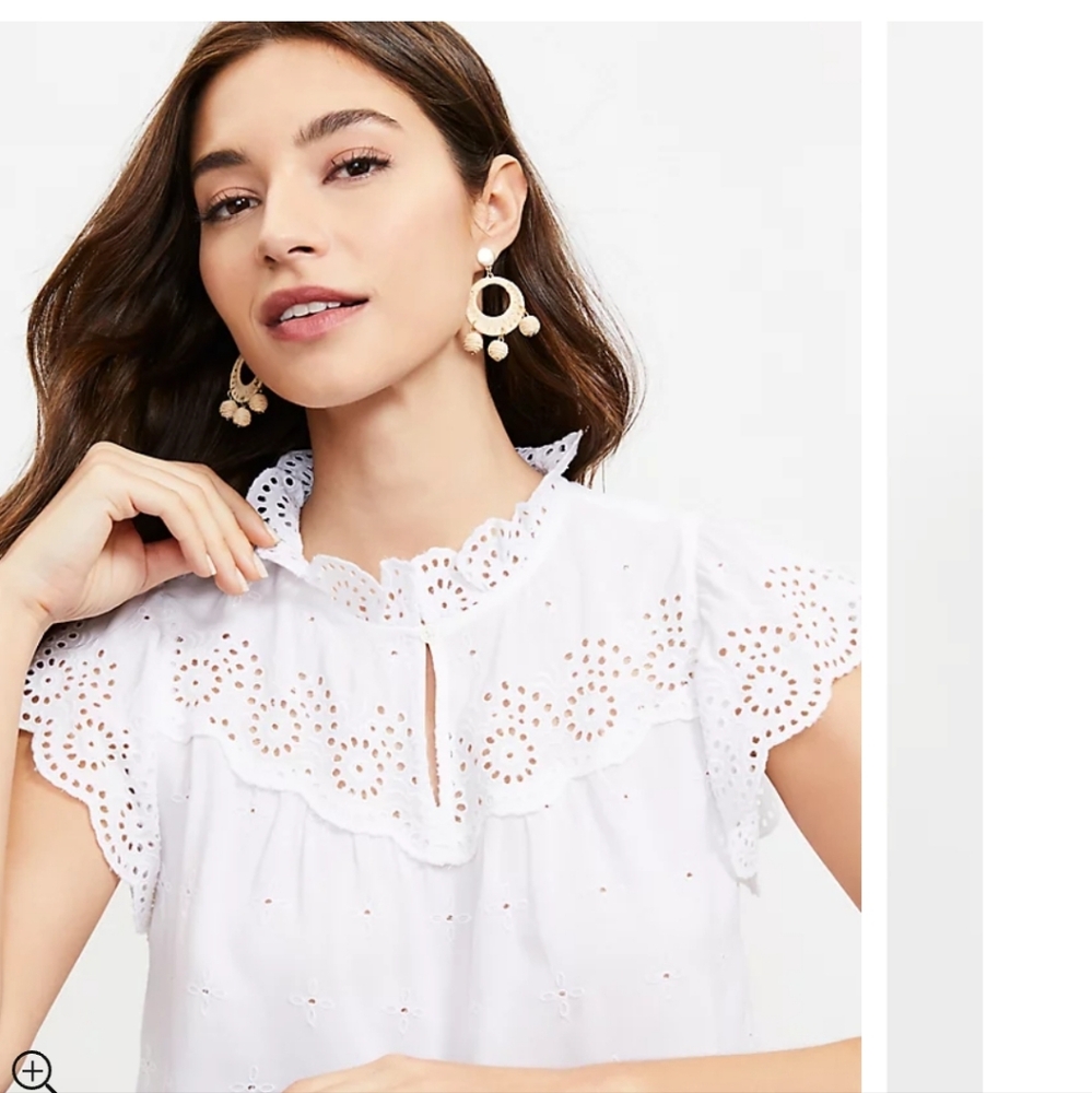 Scalloped Eyelet Ruffle Top